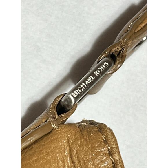 Michael Kors Leather Double Buckle Hobo Saddle Bag Brown Slouchy Satchel Handbag - Picture 7 of 13